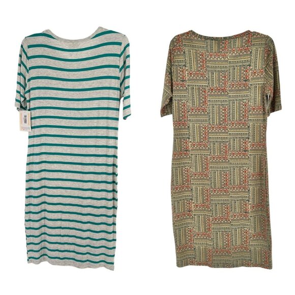 LuLaRoe Retired Julia Bundle of 2 L Dresses all NWT Multicolors - Picture 2 of 7